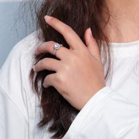Zinc Alloy fingerring, forgyldt, mode smykker & for kvinde & med rhinestone, sølv, nikkel, bly & cadmium fri, 17mm, Solgt af PC