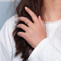 Zinc Alloy fingerring, forgyldt, mode smykker & Micro Pave cubic zirconia & for kvinde, guld, nikkel, bly & cadmium fri, 16mm, Solgt af PC
