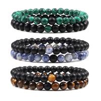 Gemstone Bracelets, Natural Stone, plated, Adjustable & fashion jewelry & Unisex, more colors for choice, 190x6mm, Sold By Strand