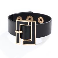 PU Leather Cord Bracelets with Zinc Alloy plated fashion jewelry & for woman 215mm Sold By PC
