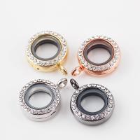 Zinc Alloy Locket Pendant with Glass plated DIY & with rhinestone nickel lead & cadmium free Sold By PC