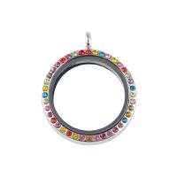 Zink Alloy Locket Pendant, med Glas, plated, DIY & med strass, fler färger för val, nickel, bly och kadmium gratis, 30mm, Säljs av PC