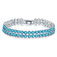 Cubic Zirconia Micro Pave Brass Bracelet plated fashion jewelry & micro pave cubic zirconia & for woman nickel lead & cadmium free Sold By Strand