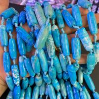 Agate Beads, Drum, blue, 30mm, 10PCs/Strand, Sold By Strand