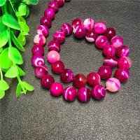 Natürliche Streifen Achat Perlen, rund, poliert, verschiedene Größen vorhanden, rosarot, 10mm, verkauft von Strang