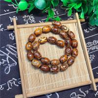 Perles agate dzi tibétaine naturelle, agate Tibétaine, tambour, poli, bijoux bouddhiste, brun, 12x16mm, Vendu par brin