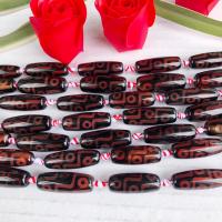 Perles agate dzi tibétaine naturelle, agate Tibétaine, noir et rouge, 30mm, 10PC/brin, Vendu par brin