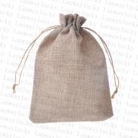 Linen Drawstring Bag, beige, 150x200mm, Sold By Bag