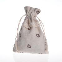 Linen Drawstring Bag, beige, 90x120mm, Sold By PC
