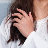 Zinc Alloy Åbent fingerring, forgyldt, mode smykker & for kvinde & med rhinestone, guld, nikkel, bly & cadmium fri, 16mm, Solgt af PC