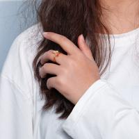 Zinklegierung Manschette Fingerring, plattiert, Modeschmuck & Micro pave Zirkonia & für Frau, Goldfarbe, frei von Nickel, Blei & Kadmium, 19mm, verkauft von PC