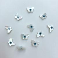 Grânulos do escudo de água doce natural, White Lip Shell, Borboleta, DIY & esmalte, azul, 6x9mm, vendido por PC