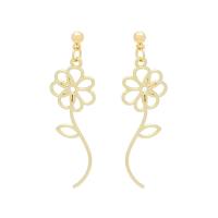 Tibetan Style Drop Earrings, Flower, fashion jewelry & for woman & hollow, golden, nickel, lead & cadmium free, Sold By Pair