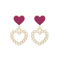 Zinc Alloy Drop Earring Heart fashion jewelry & for woman & hollow nickel lead & cadmium free Sold By Pair