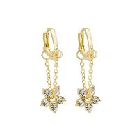 Zinc Alloy Lever Back Earring Flower fashion jewelry & for woman & with rhinestone golden nickel lead & cadmium free Sold By Pair