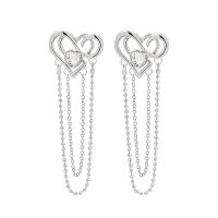 Zinc Alloy Drop Earring Heart fashion jewelry & for woman & with rhinestone & hollow nickel lead & cadmium free Sold By Pair