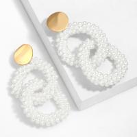 Plastic Drop Earring, gold color plated, nickel, lead & cadmium free, 86x43mm, Sold By Strand