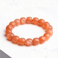 Pierre de lune orange bracelet, Rond, poli, Naturel, Vendu par Environ 18.5 cm brin