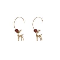 Tibetan Style Drop Earrings, with Acrylic, Christmas Reindeer, gold color plated, cute & for woman, golden, nickel, lead & cadmium free, 16x42mm, Sold By Pair