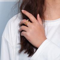 Zinc Alloy fingerring, forgyldt, mode smykker & Micro Pave cubic zirconia & for kvinde, guld, nikkel, bly & cadmium fri, 17mm, Solgt af PC
