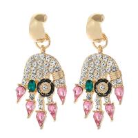 Tibetan Style Drop Earrings, plated, fashion jewelry & for woman & with rhinestone, more colors for choice, nickel, lead & cadmium free, 55x25mm, Sold By Pair
