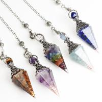 Natural Stone Pendulum, with Brass, platinum plated, DIY, more colors for choice, 59x17x243mm, Sold By PC