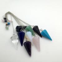 Natural Stone Pendulum, with Brass, platinum plated, DIY, more colors for choice, Sold By PC