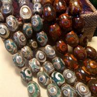 Ágata natural tibetano Dzi Beads, Ágata tibetana, Tambor, DIY & tamanho diferente para a escolha, Mais cores pare escolha, vendido por Strand