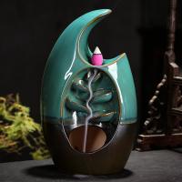 Backflow Incense Burner, Porcelain, plated, for home and office & durable, 110x80mm, Sold By PC