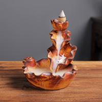 Backflow Incense Burner, Porcelain, plated, for home and office & durable, 100x120mm, Sold By PC