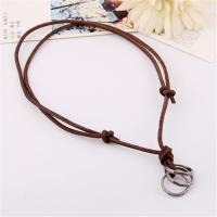 PU Leather Cord Necklace, Tibetan Style, with PU Leather, Adjustable & fashion jewelry & handmade & Unisex, brown, nickel, lead & cadmium free, 40-43cmuff0c0.3cm, Sold By Strand