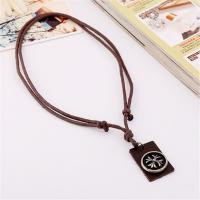 PU Leather Cord Necklace, Tibetan Style, with PU Leather, Adjustable & fashion jewelry & handmade & Unisex, brown, nickel, lead & cadmium free, 35-40cm*2,0.4cm, Sold By Strand