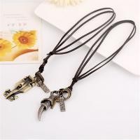 PU Leather Cord Necklace Zinc Alloy with PU Leather Adjustable & fashion jewelry & handmade & Unisex nickel lead & cadmium free 68-75cmuff0c0.3cm Sold By Strand