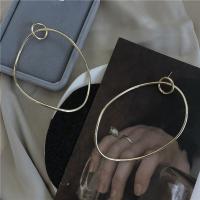Boucles d'oreilles en alliage de zinc, Placage de couleur d'or, bijoux de mode & pour femme, protéger l'environnement, sans nickel, plomb et cadmium, 80x55mm, Vendu par paire