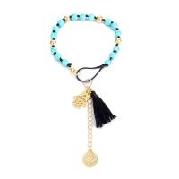 Fashion Turquoise Bracelets, Tibetan Style, with turquoise, black, 240mm, Sold By Strand