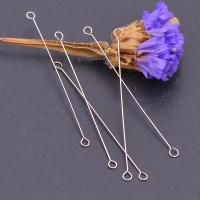 Stainless Steel Eyepins, polished, silver color, 35x0.30mm, Sold By PC