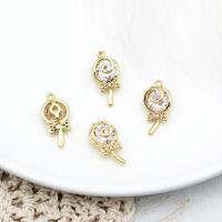 Cubic Zirconia Micro Pave Brass Pendant, Lollipop, 18K gold plated, micro pave cubic zirconia, 9x18.50mm, Sold By PC