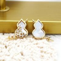 Cubic Zirconia Micro Pave Brass Pendant with White Shell Calabash 18K gold plated micro pave cubic zirconia Sold By PC