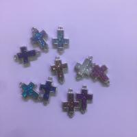 Mässing smycken Connector, Cross, plated, fler färger för val, 11x20mm, 10PC/Lot, Säljs av Lot