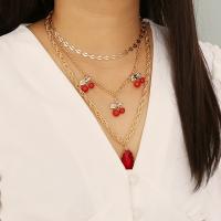 Mode-Multi-Layer-Halskette, Zinklegierung, Kirsche, plattiert, Modeschmuck & mehrschichtig & für Frau, frei von Nickel, Blei & Kadmium, 38cm,43cm,53cm, verkauft von Strang
