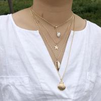 Mode Multi Layer halskæde, Zinc Alloy, forgyldt, mode smykker & flerlags & for kvinde, nikkel, bly & cadmium fri, Solgt af Strand