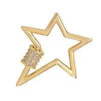 Brass Screw Clasp Star plated durable & DIY & micro pave cubic zirconia nickel lead & cadmium free Sold By PC