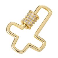 Brass Screw Clasp plated durable & DIY & micro pave cubic zirconia nickel lead & cadmium free Sold By PC
