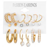 Zinc Alloy Earring Set Stud Earring with Plastic Pearl plated nine pieces & fashion jewelry & for woman nickel lead & cadmium free Sold By Set