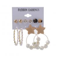 Zinc Alloy Stud Earring Set with Plastic Pearl plated 5 pieces & fashion jewelry & for woman nickel lead & cadmium free 1.1-3.3cm Sold By Bag