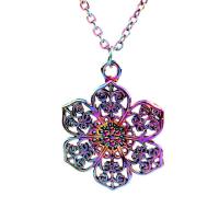 Zinc Alloy smykker halskæde, Flower, farverig forgyldt, du kan DIY & forskellige stilarter for valg, flere farver til valg, nikkel, bly & cadmium fri, 32x24x3mm, Længde 17.716 inch, Solgt af PC