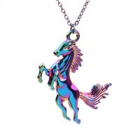 Zinc Alloy smykker halskæde, Hest, farverig forgyldt, du kan DIY & forskellige stilarter for valg, flere farver til valg, nikkel, bly & cadmium fri, 50x30x4mm, Længde 17.716 inch, Solgt af PC
