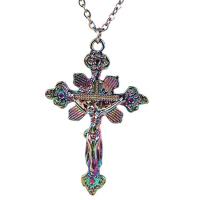 Zinc Alloy Jewelry Necklace Cross colorful plated DIY nickel lead & cadmium free Length 17.716 Inch Sold By PC