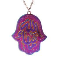 Tibetan Style Jewelry Necklace, Hamsa, colorful plated, DIY & different styles for choice, more colors for choice, nickel, lead & cadmium free, 62x47x2mm, Length:17.716 Inch, Sold By PC