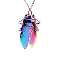 Tibetan Style Jewelry Necklace, Cicada, colorful plated, DIY & different styles for choice, more colors for choice, nickel, lead & cadmium free, 62x34x7mm, Length:17.716 Inch, Sold By PC